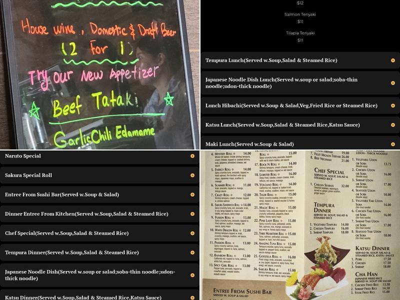 Sakura Japanese Restaurant Menu