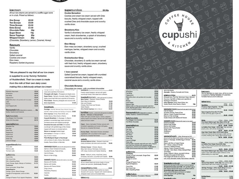 Cupushi Coffee Menu