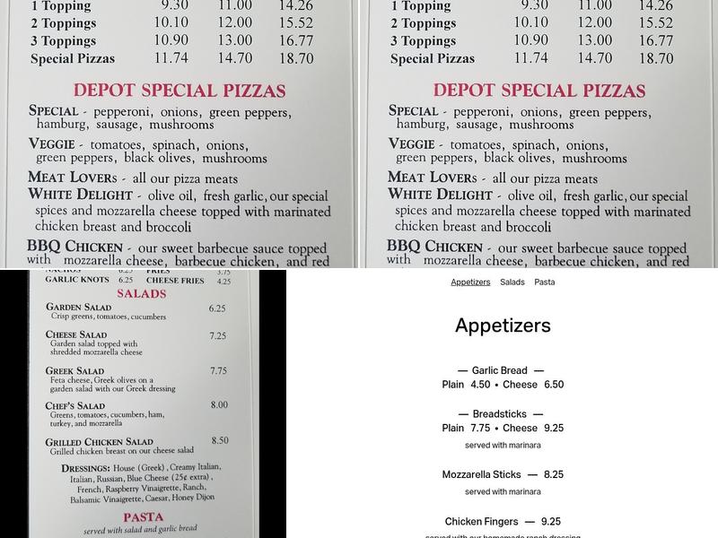 Depot Square Pizzeria Menu