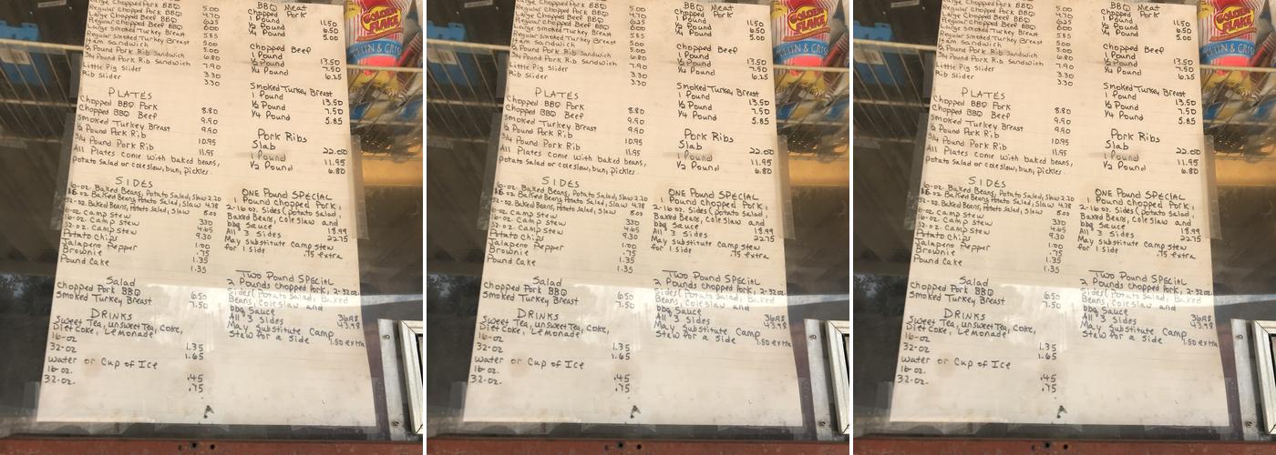 Real Pit Bar-B-Q Menu