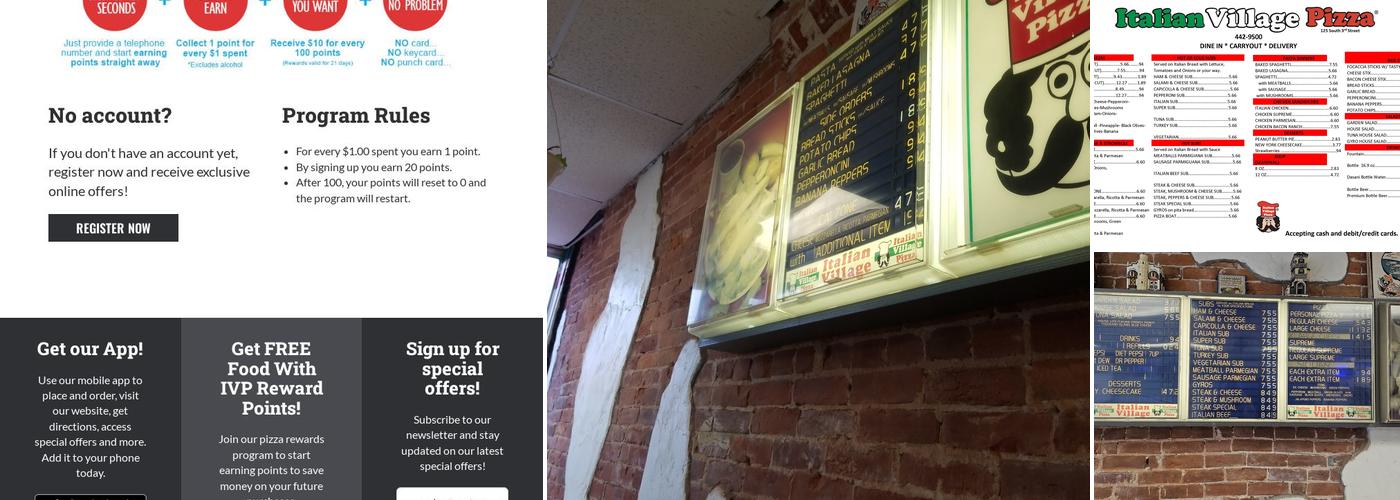 Italian Village Pizza Menu