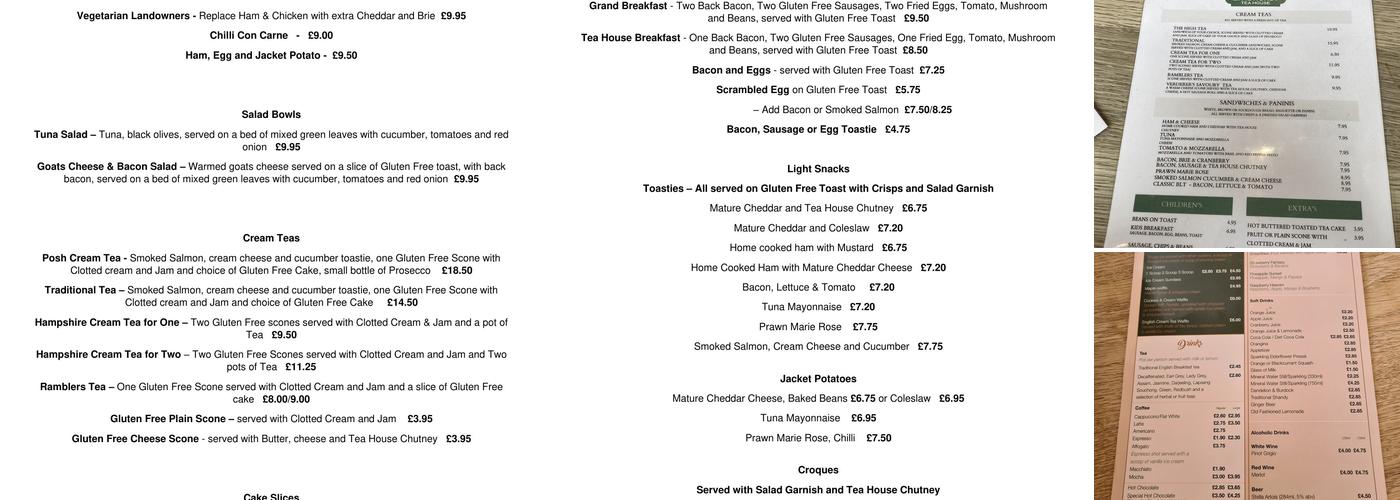 The Lyndhurst Tea House Menu