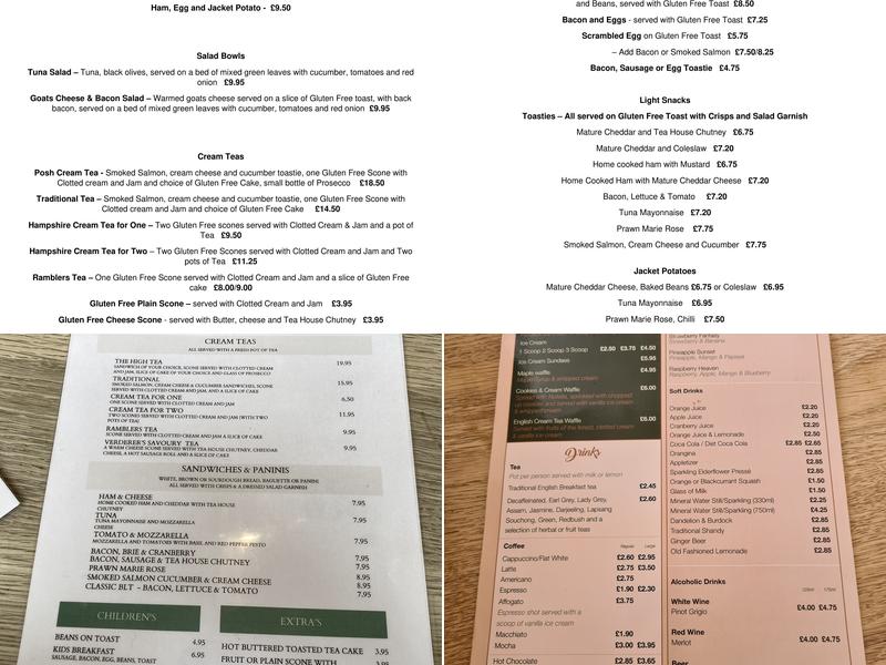 The Lyndhurst Tea House Menu