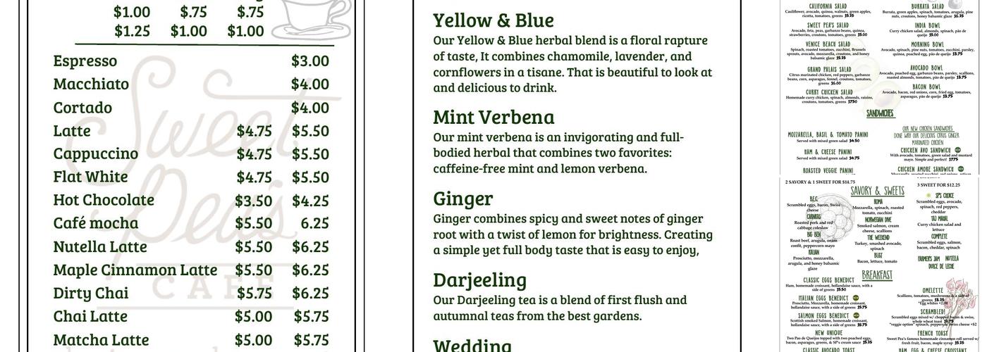 Sweet Pea's Baking Company Menu