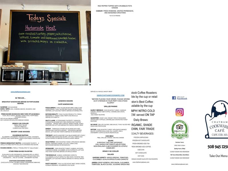 Chatham Cookware Menu