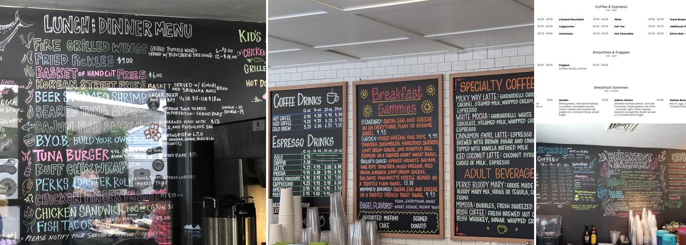 Perks Coffee Shop & Beer Garden Menu