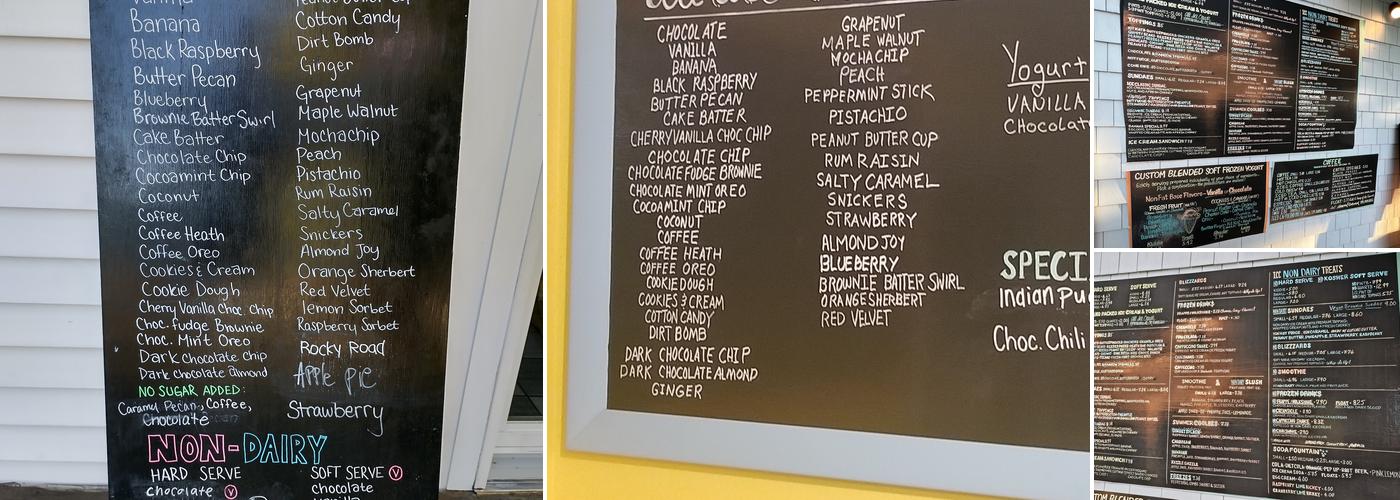 Ice Cream Cafe Menu