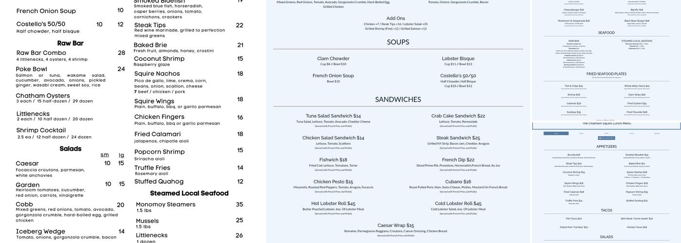 Chatham Squire Menu