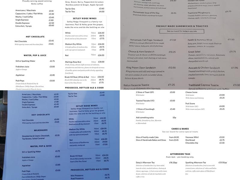 The Daisy Tea Garden Menu
