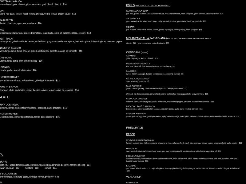 Buca's Tuscan Roadhouse Menu