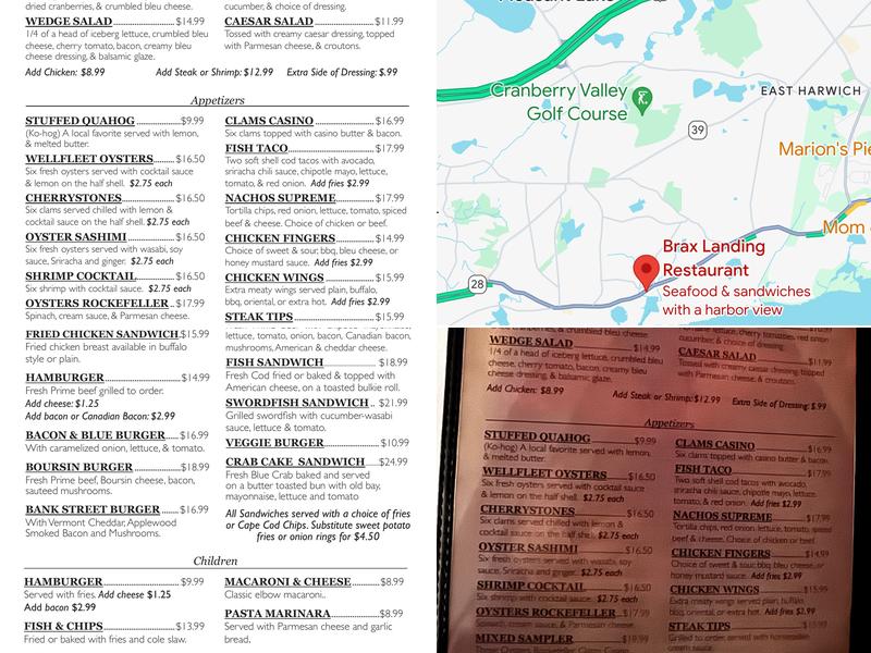 Brax Landing Restaurant Menu