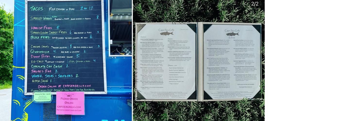 Cape Sea Grille Menu