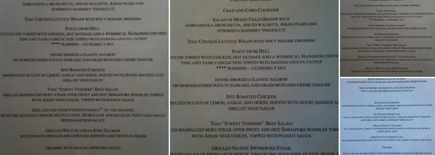 Vining Bistro Menu