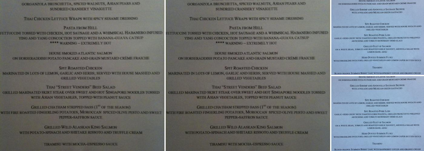 Vining Bistro Menu