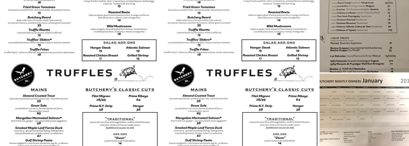 Truffles Menu