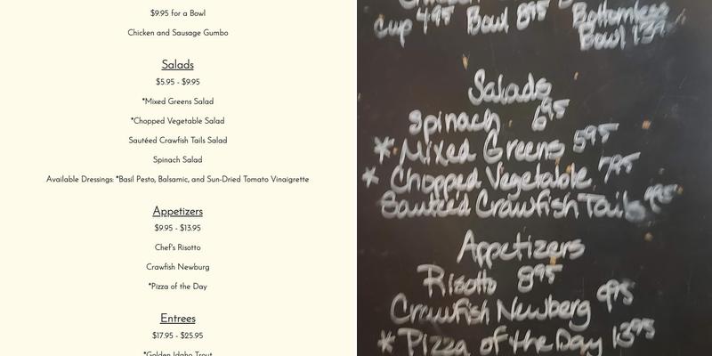 Almonds Restaurant Menu