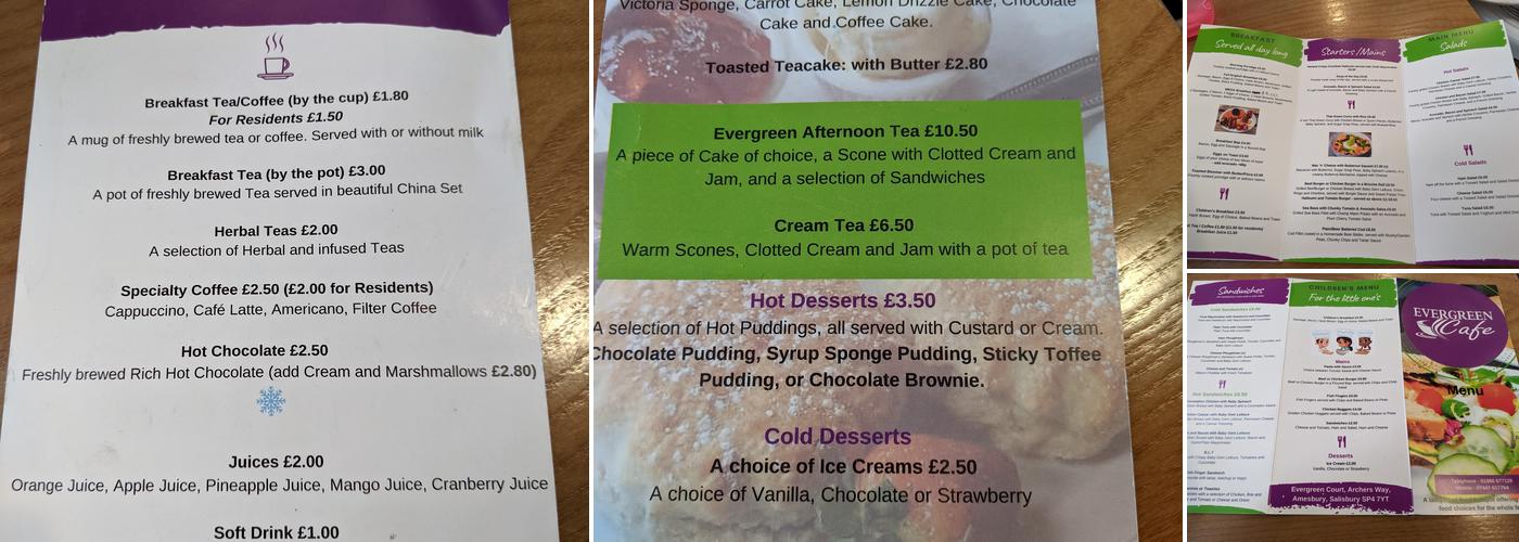 Evergreen Cafe Menu