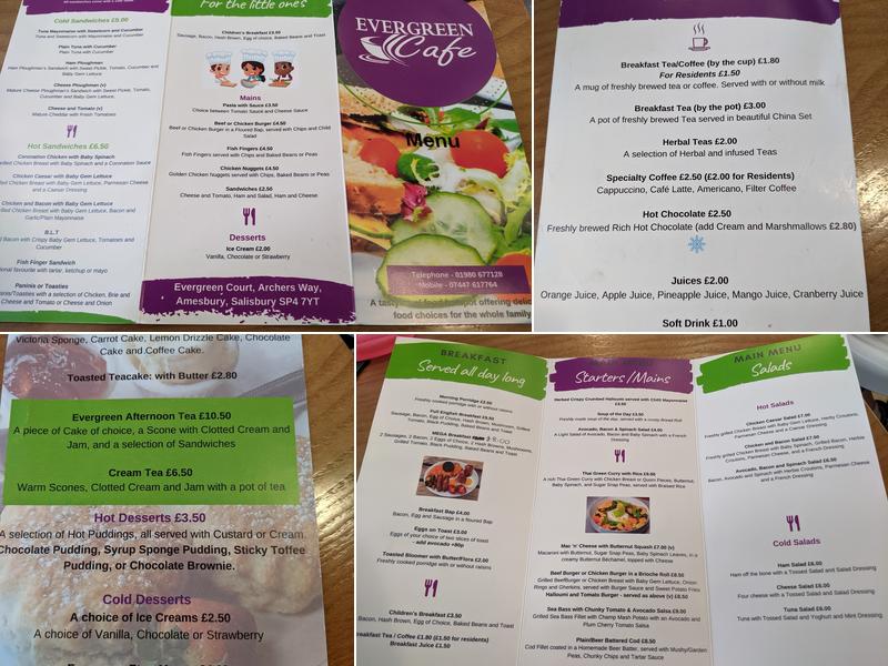 Evergreen Cafe Menu