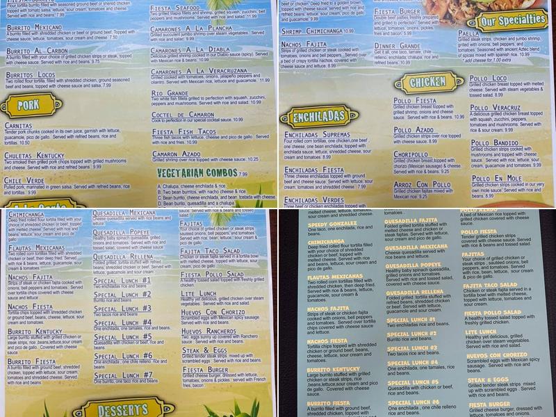 Fiesta Acapulco Menu