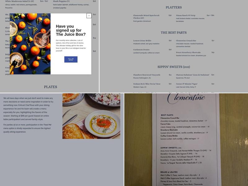 Clementine Menu