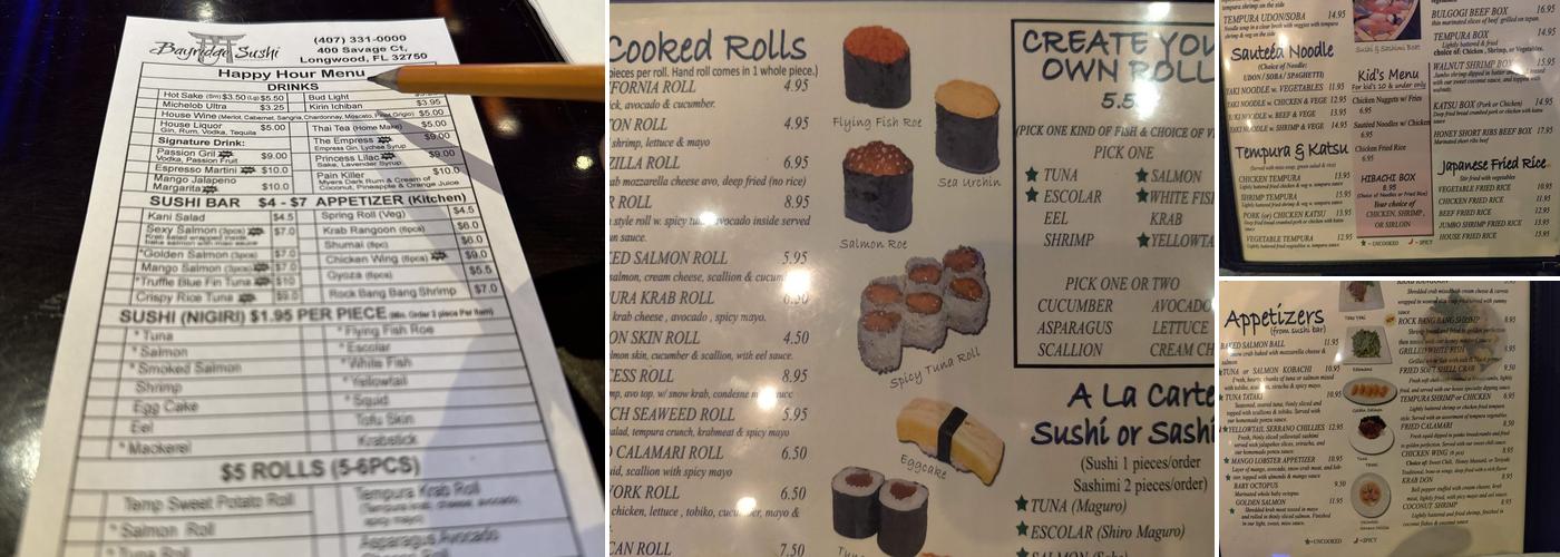 Bayridge Sushi Menu