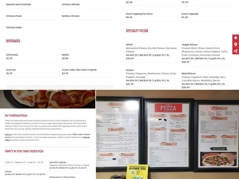 Vinny's Pizza Menu