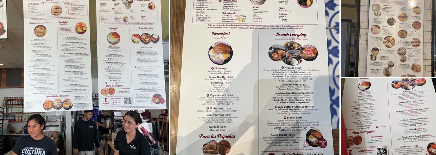 La Panadería Bakery Café Menu