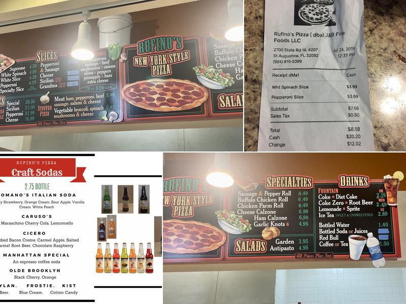 Rufino's Pizza Menu