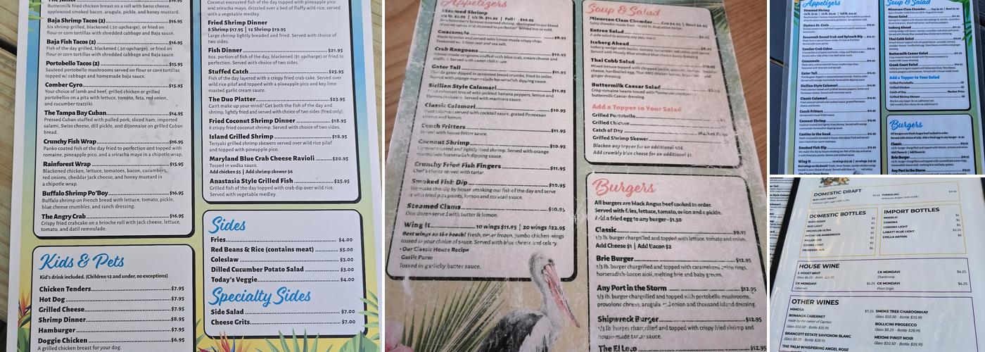 Beachcomber St. Augustine Menu