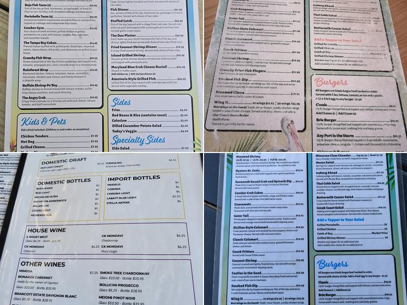 Beachcomber St. Augustine Menu