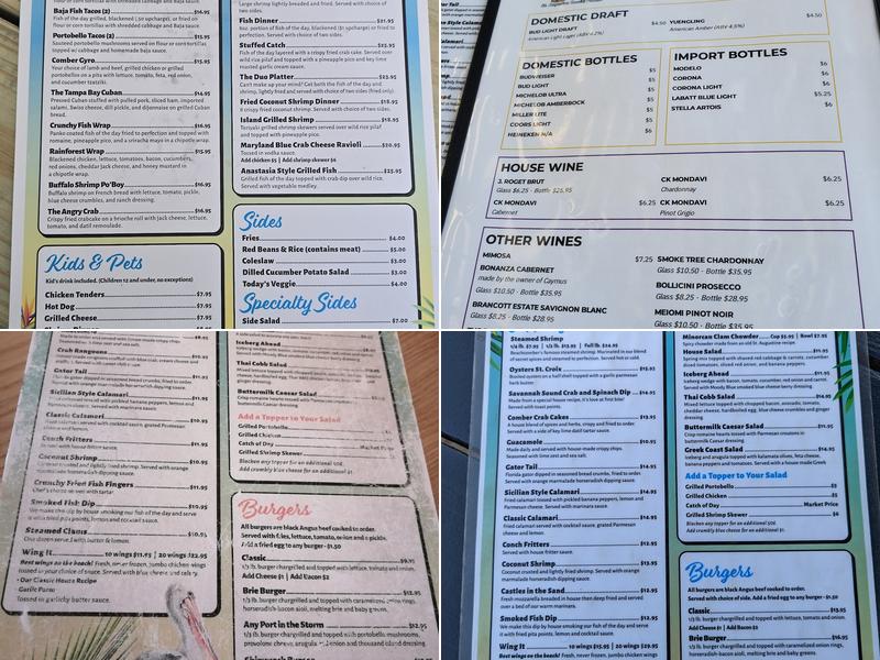 Beachcomber St. Augustine Menu