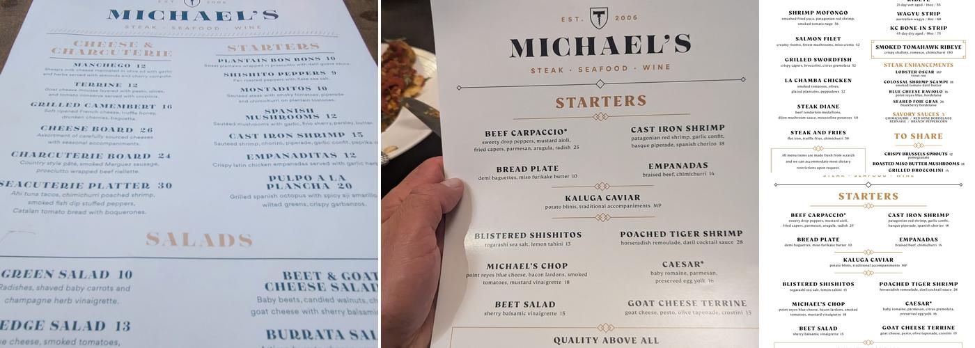 Michael's St. Augustine Menu