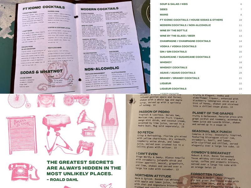 Forgotten Tonic Menu