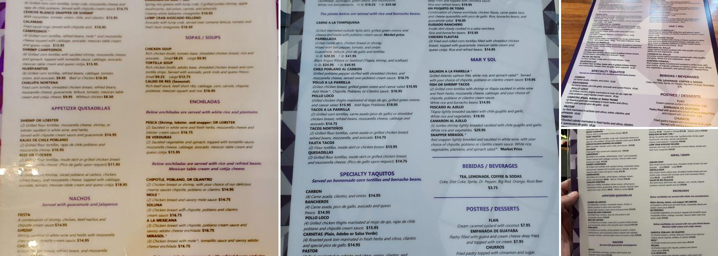 El Mirasol Menu