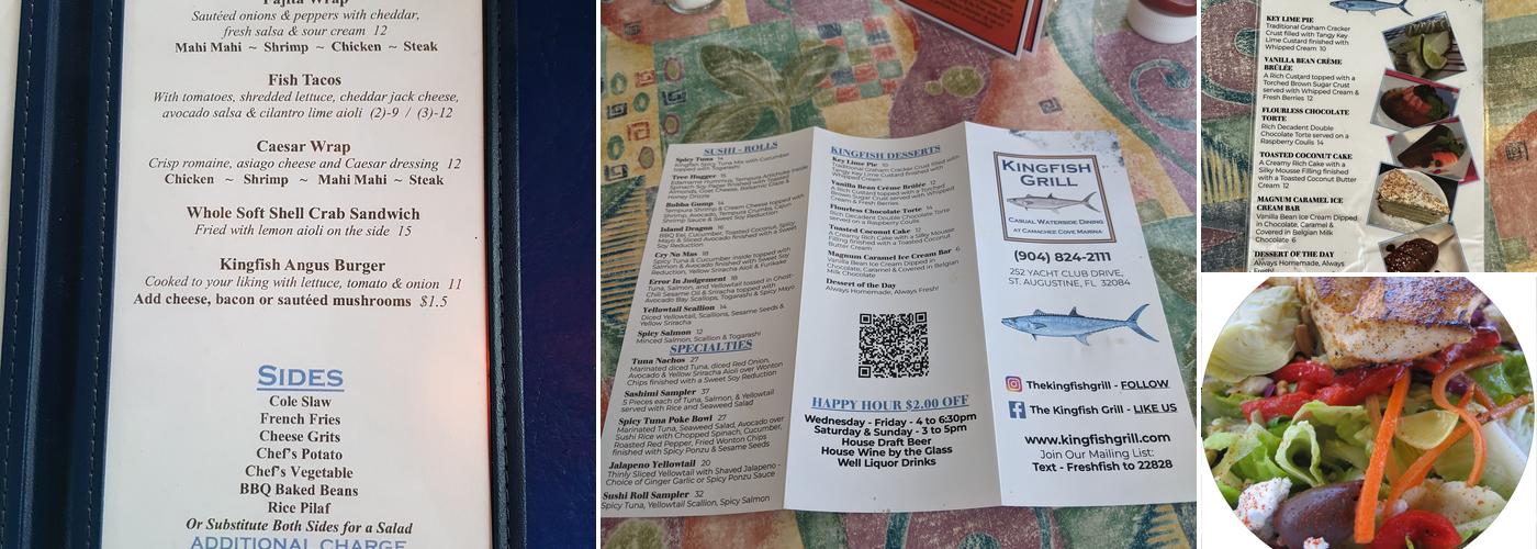 Kingfish Grill On the Water Menu