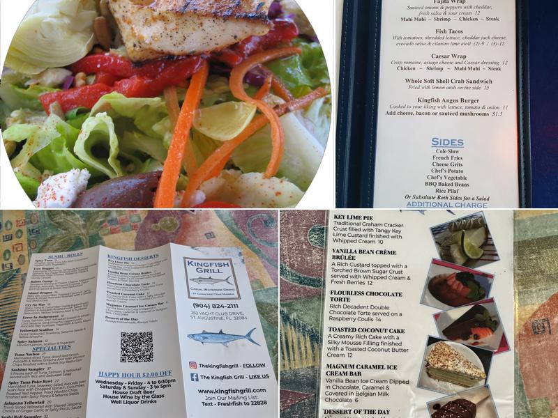 Kingfish Grill On the Water Menu