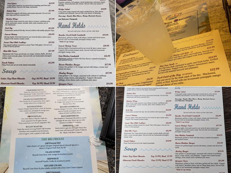 Beaches at Vilano Menu