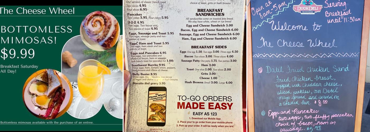 The Cheese Wheel & Sandwich Board Menu