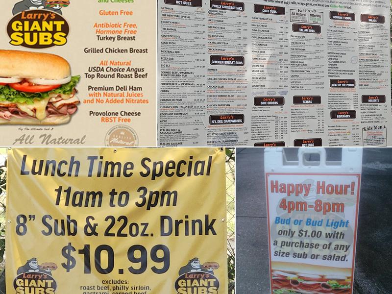 Larry's Giant Subs Menu