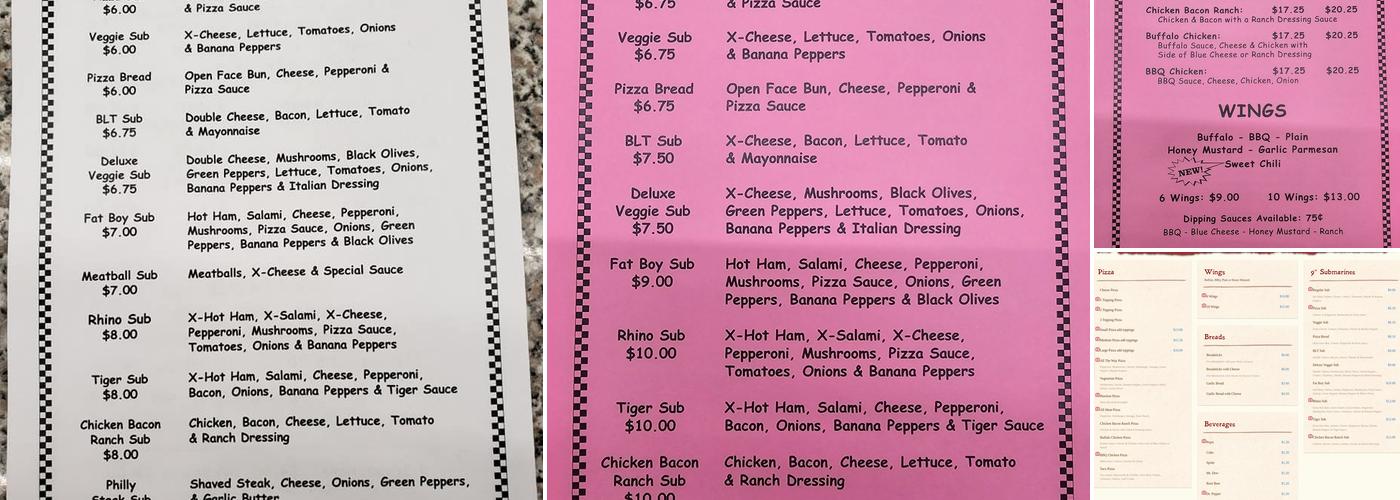 Ron's Pizza Menu