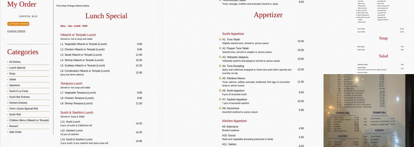 Corner Sushi Menu