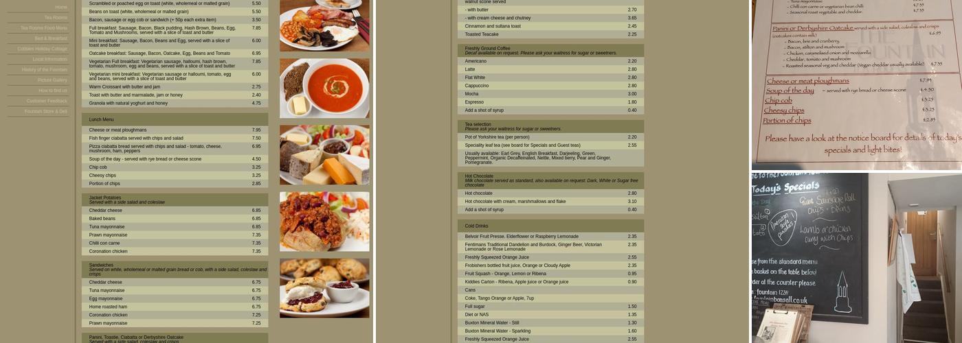 Fountain Tea Rooms Menu
