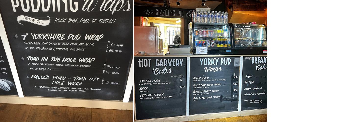 Sizzling pig Wirksworth Menu