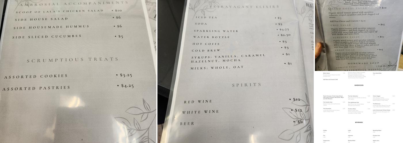 Reflections Bistro Menu