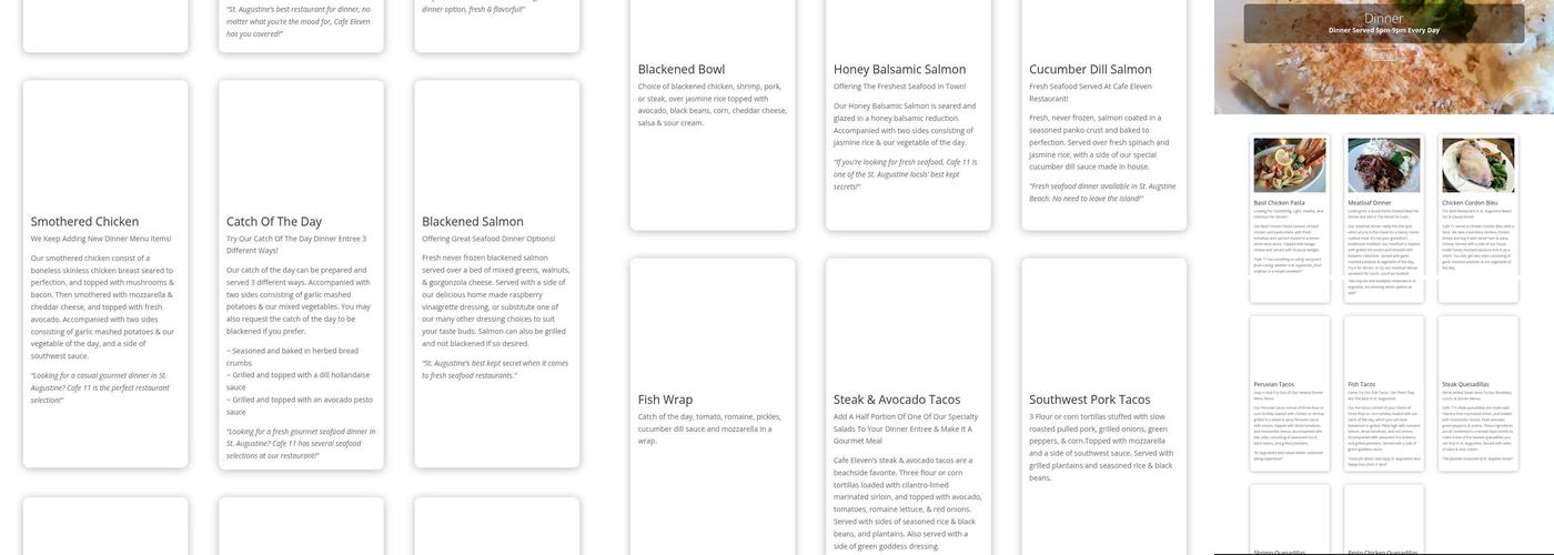 Café Eleven Restaurant & Catering Menu