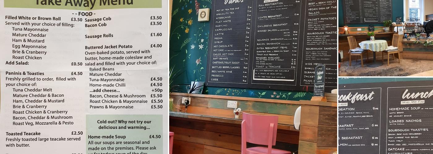 The Restoration Cafe, Matlock Bath Menu