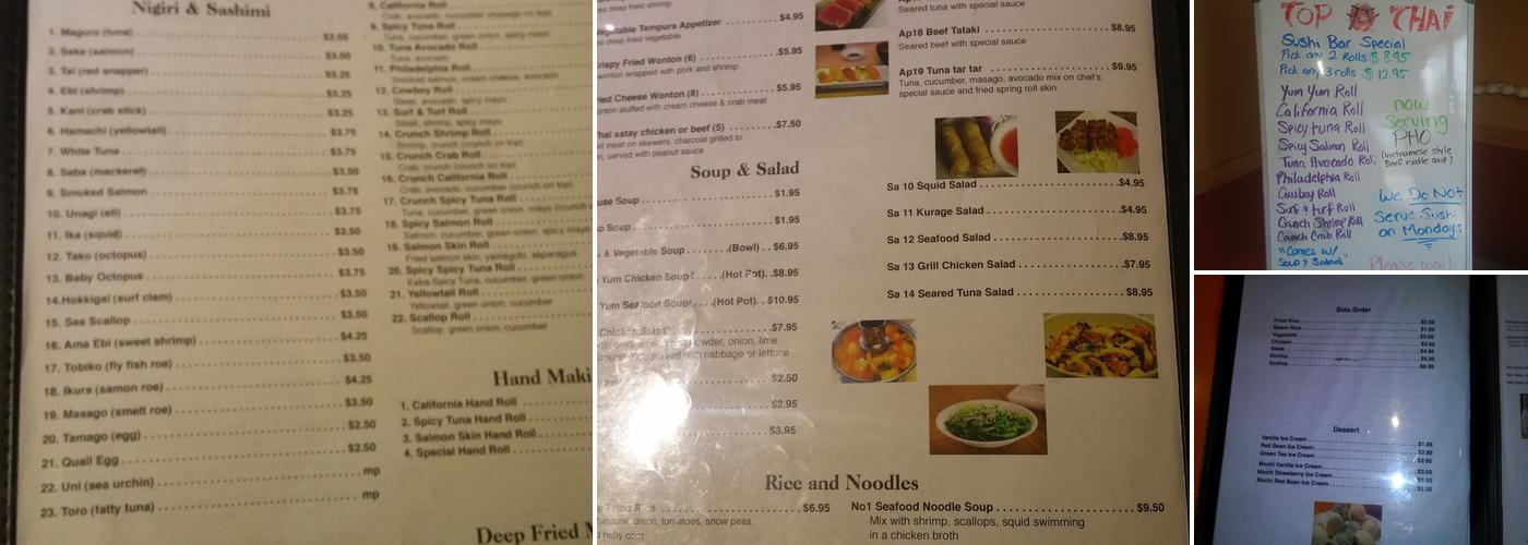 Top Thai Menu