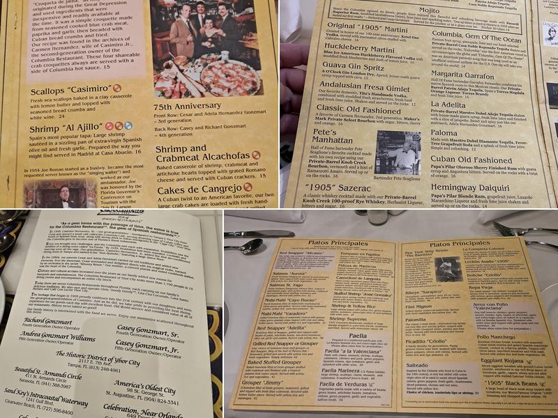 Columbia Restaurant Menu