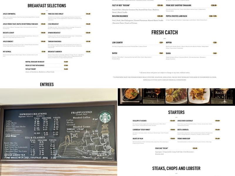 Avilés Restaurant & Lounge Menu