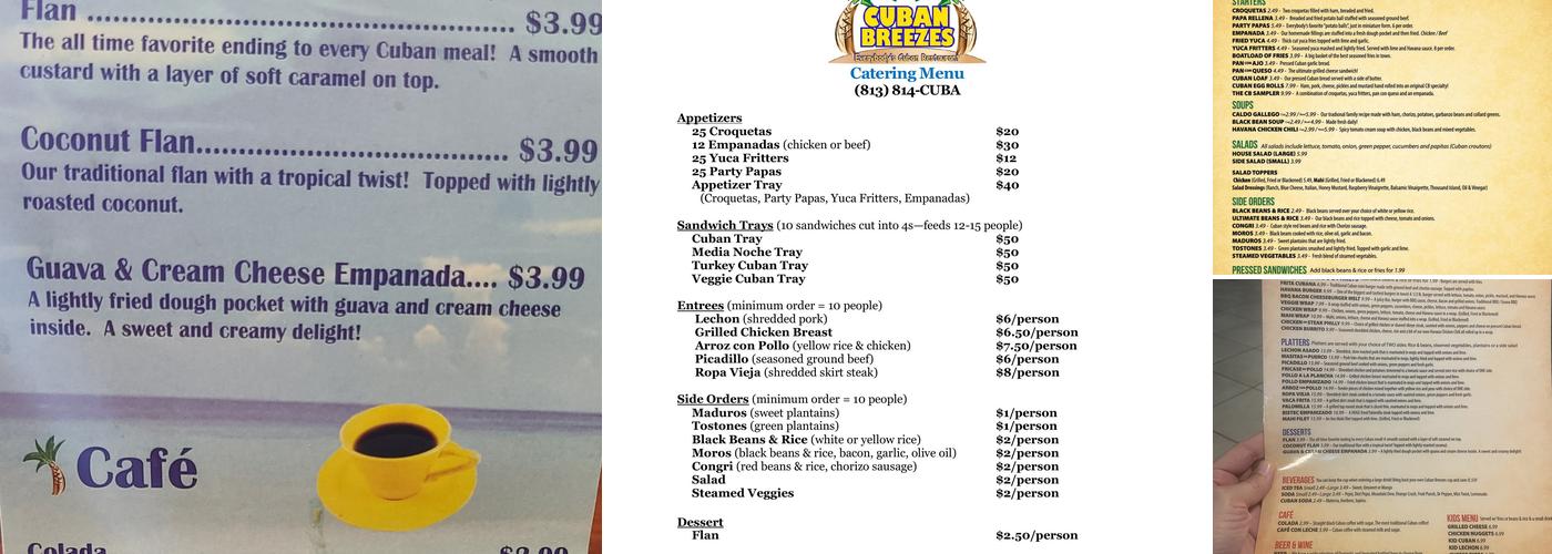 Cuban Breezes Menu